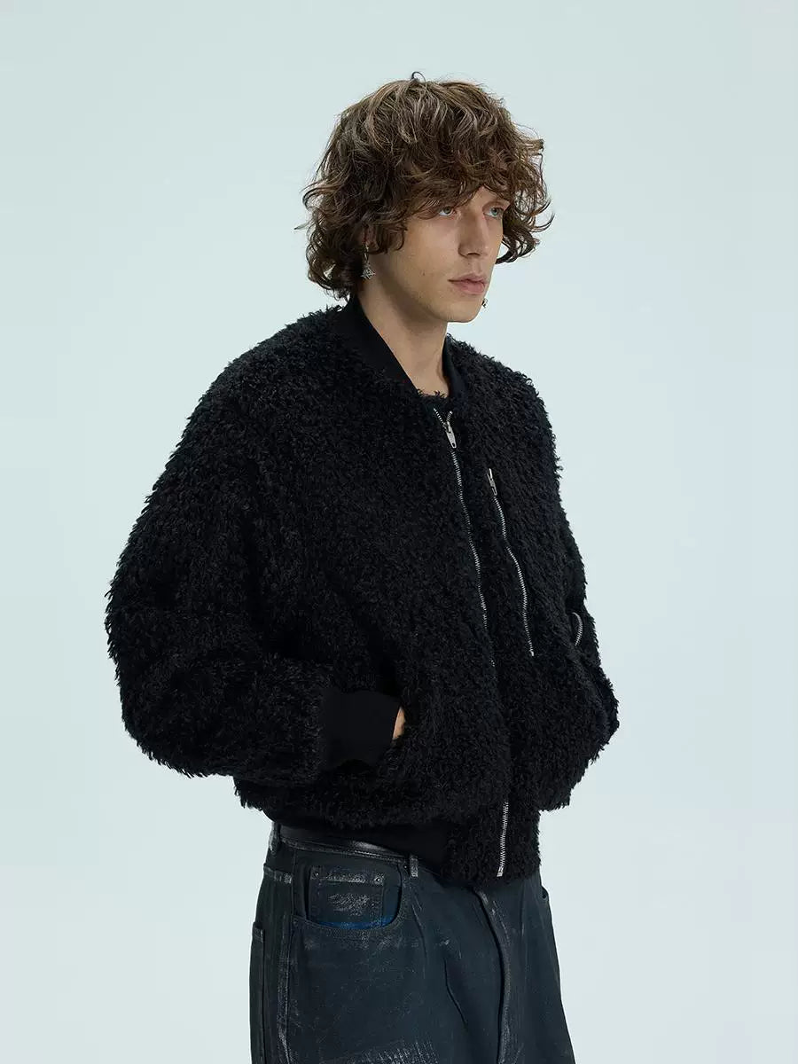 Warm Heavy Fur Bomber Puffer Coat