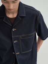 Cropped Contrast Cuban Collar Shirt Jacket