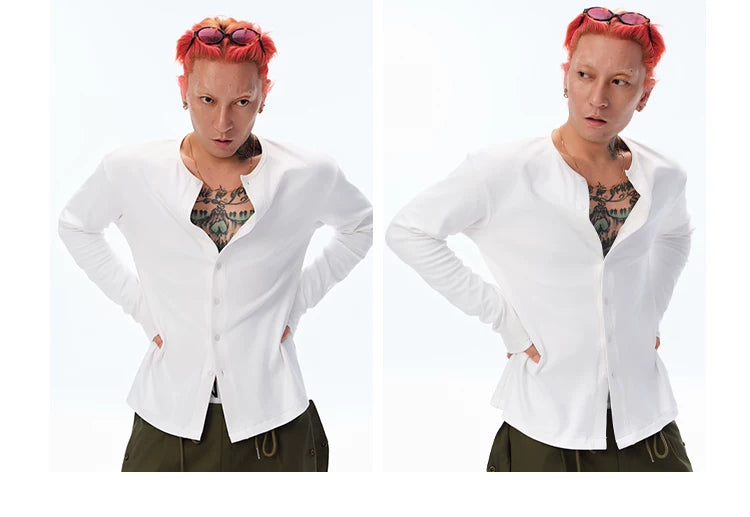 Men's Black & White Long-Sleeve Cooling Cardigan