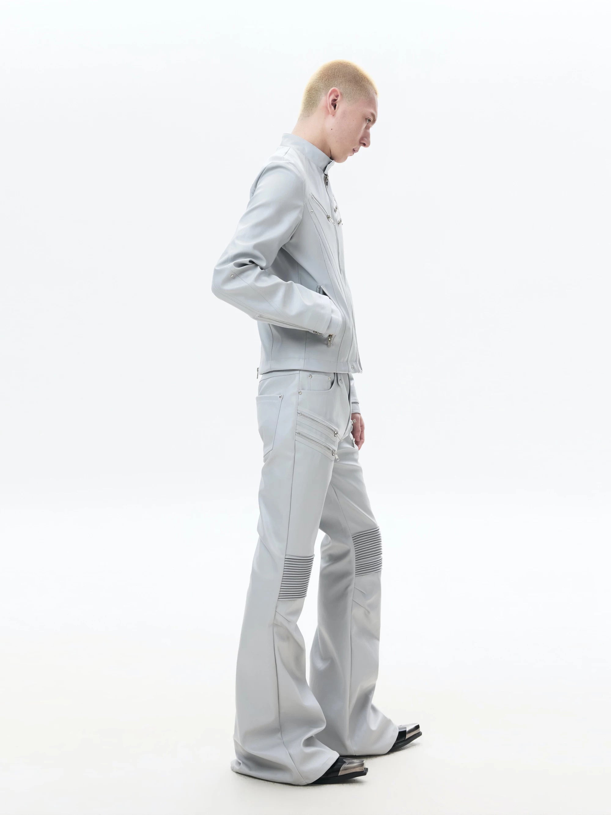 Zipped Fitted Short Biker Jacket