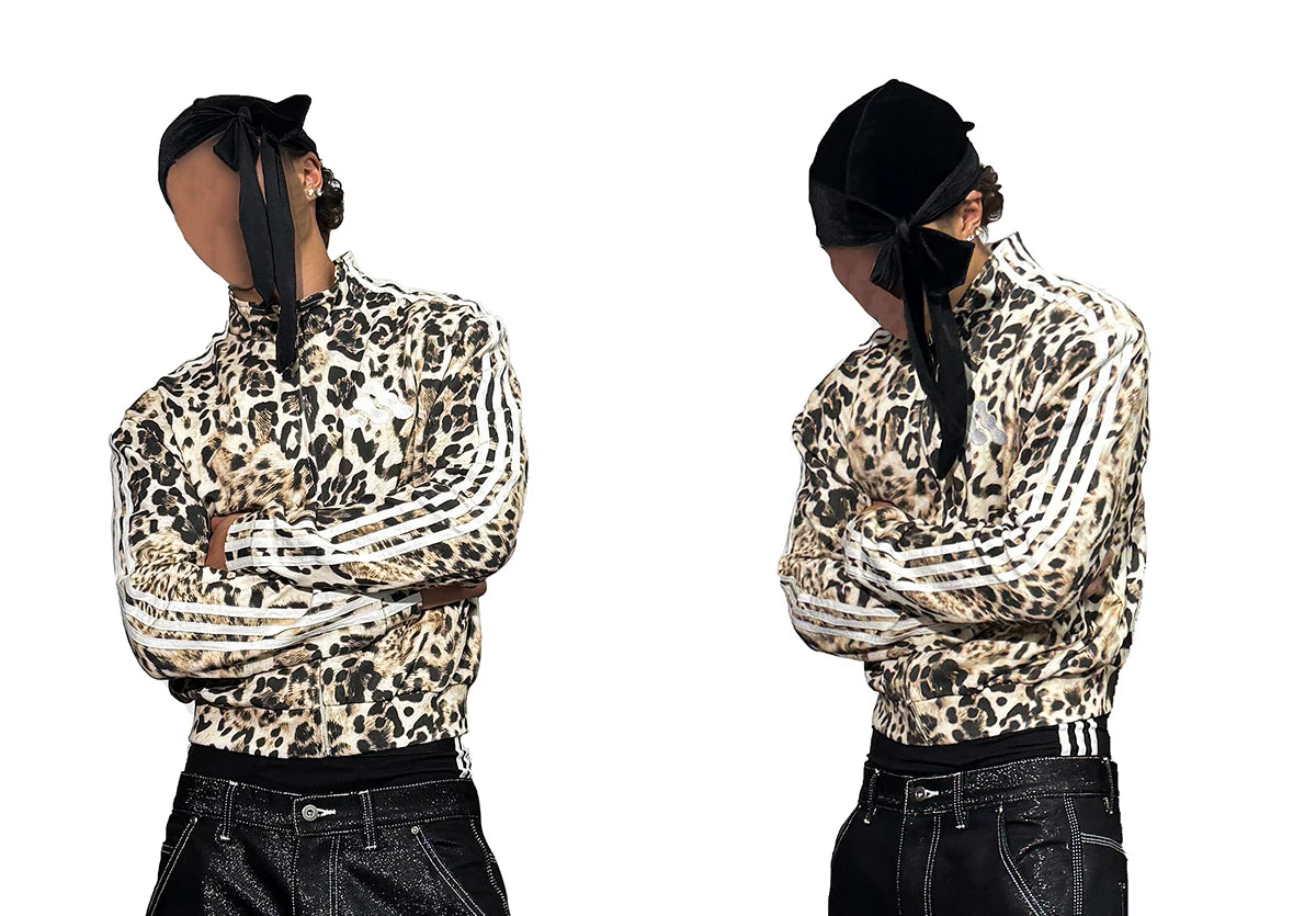 Leopard Print Stand Collar Sweatshirt