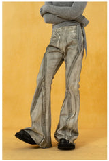 Men's Vintage Grey Distressed Flare Jeans