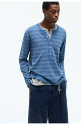 Striped Henley Cotton Cashmere Sweater