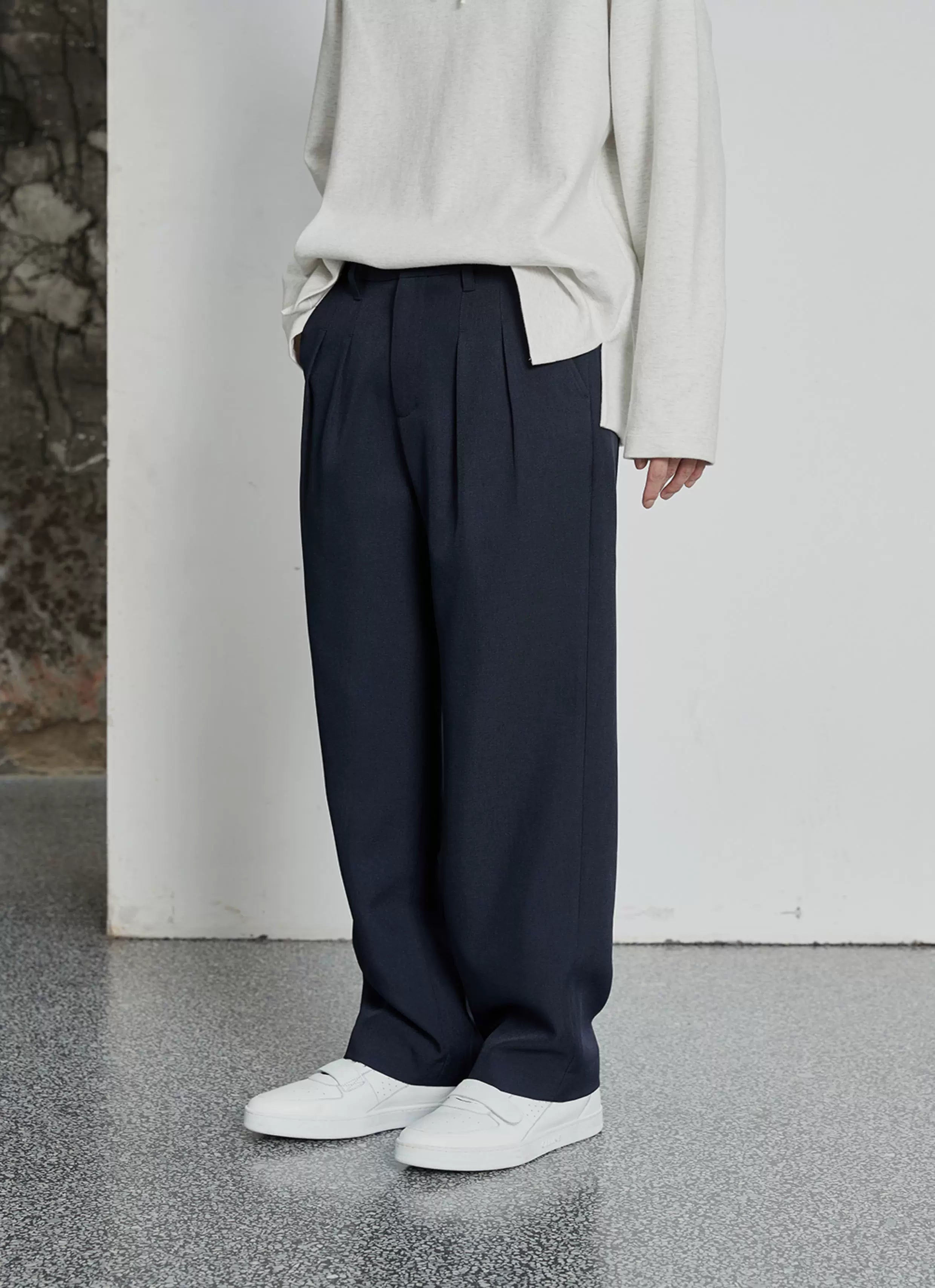 Pleated Wide Leg Suit Pants