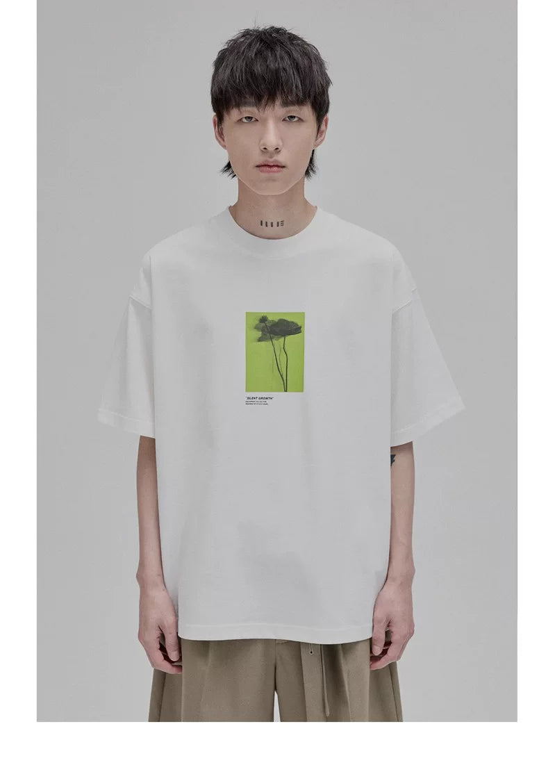Floral Silhouette Print Short Sleeve Tee