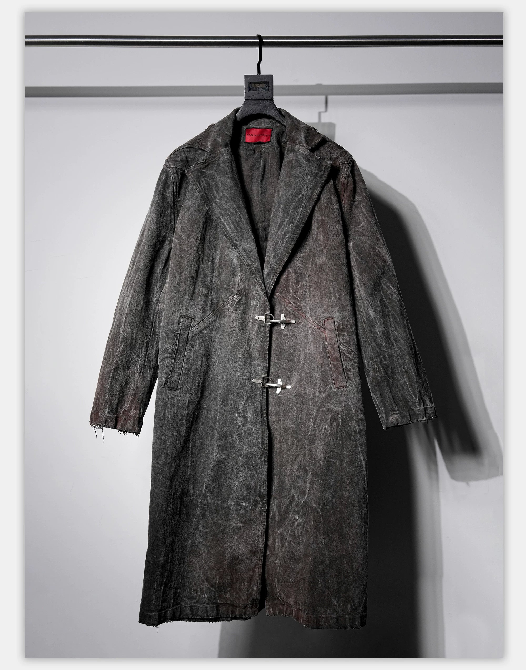 Collared Distressed Tie-dye Denim Coat