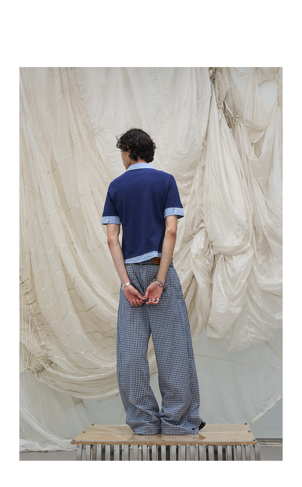 Plaid Casual Pants With Detachable Scarf