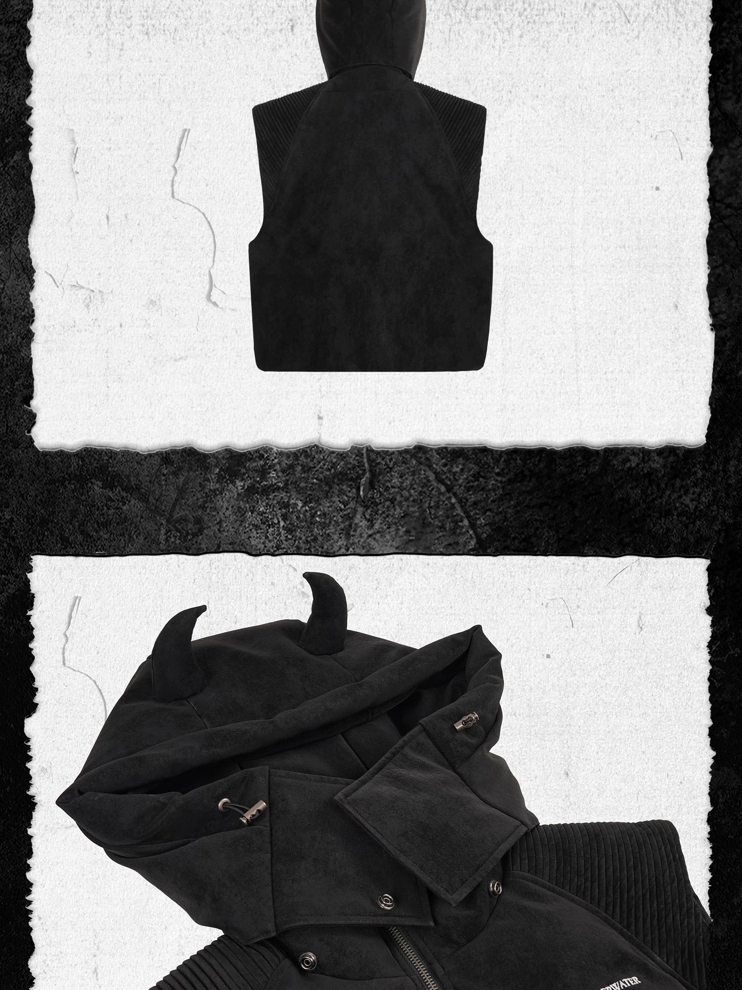 Detachable Devil Horned Down Vest