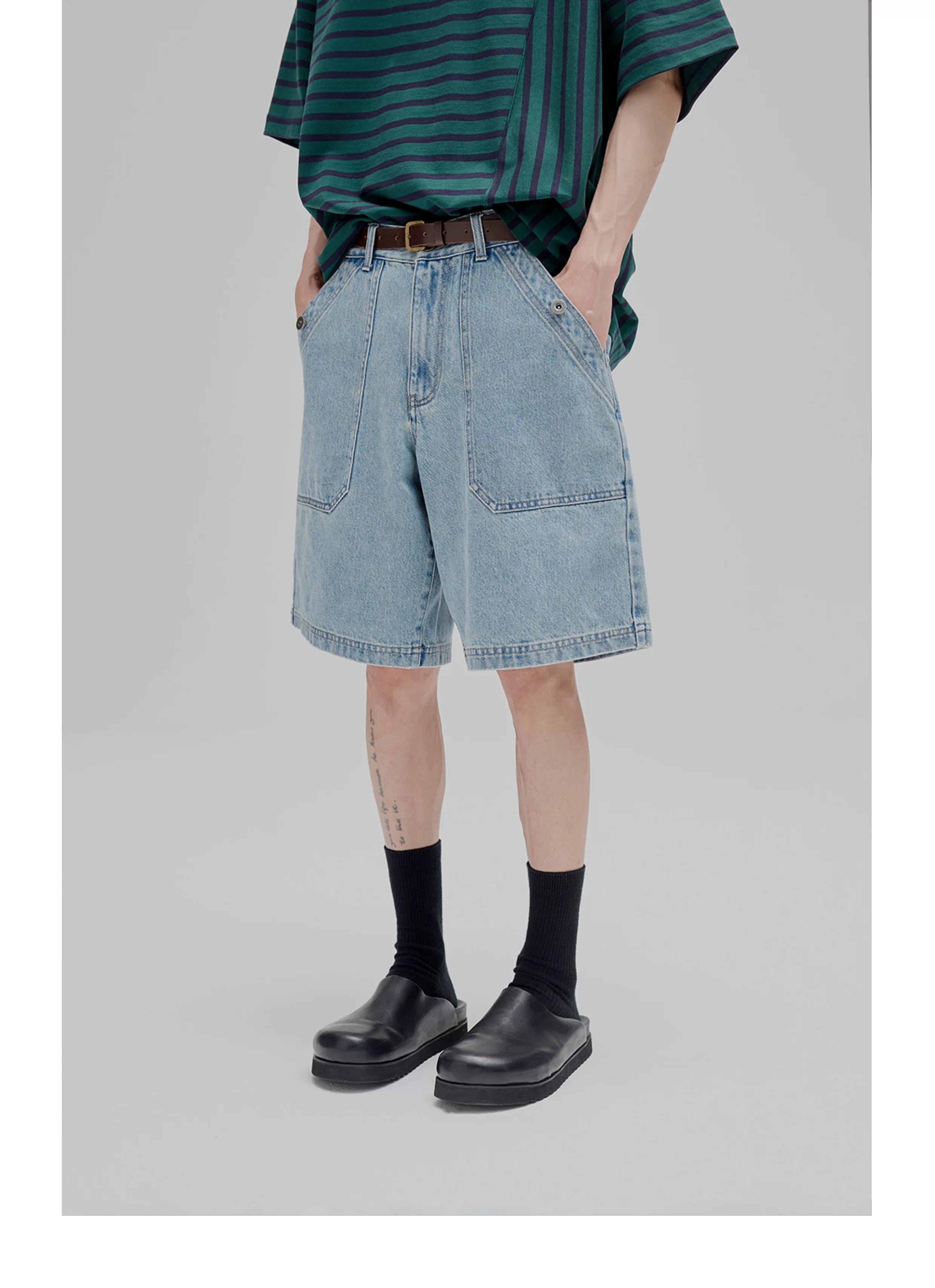 Relaxed Vintage Wash Denim Shorts
