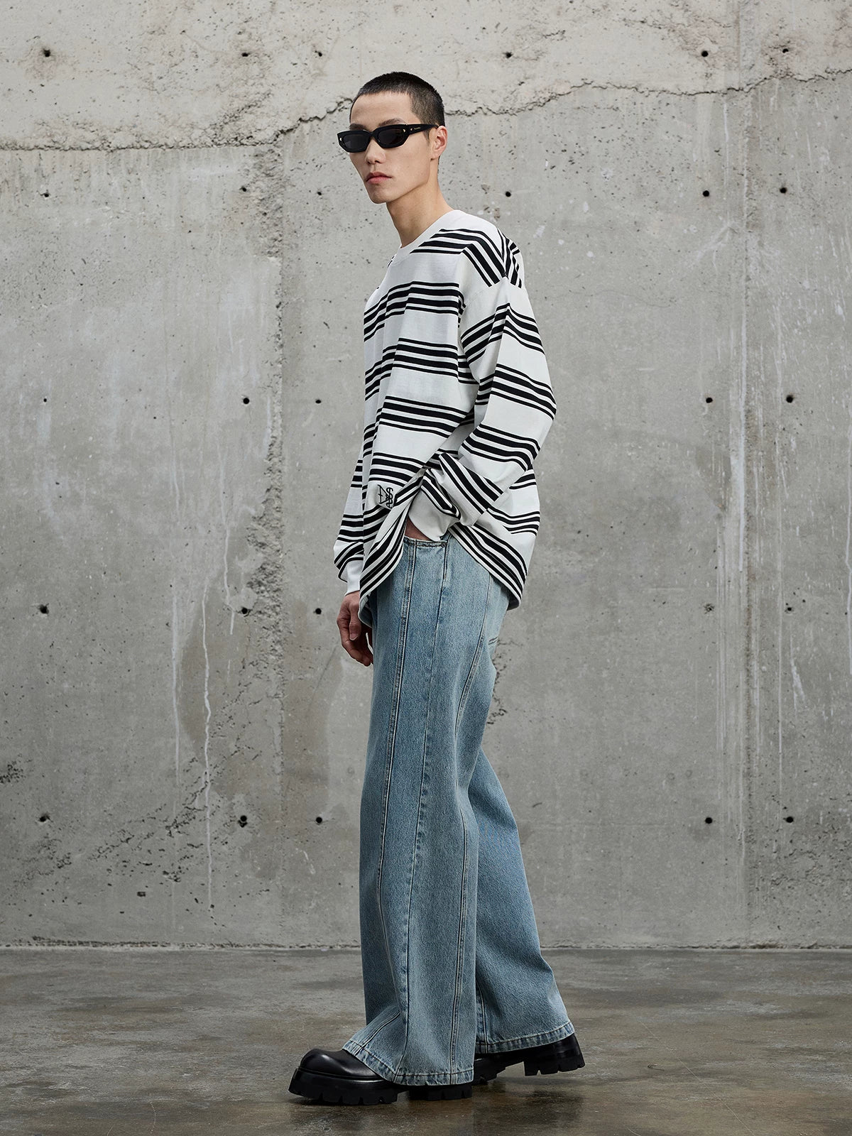 Vintage Washed Flared Denim Pants
