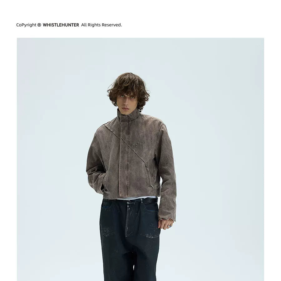Washed Fleece Plaid Lined Jacket