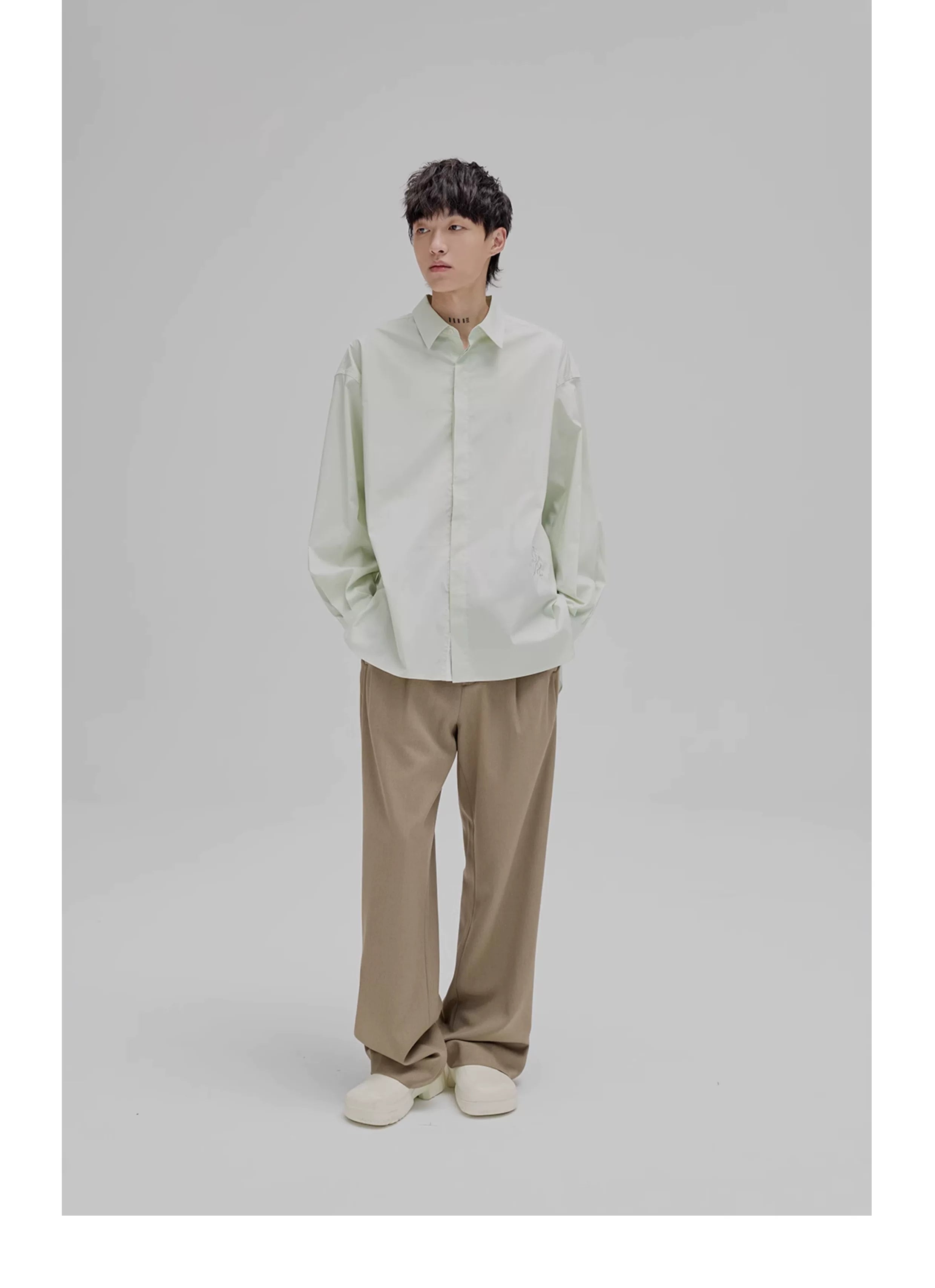 Basic Embroidered Pima Cotton Blend Shirt