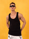 Men's Cleanfit Black Ribbed Gym Tank