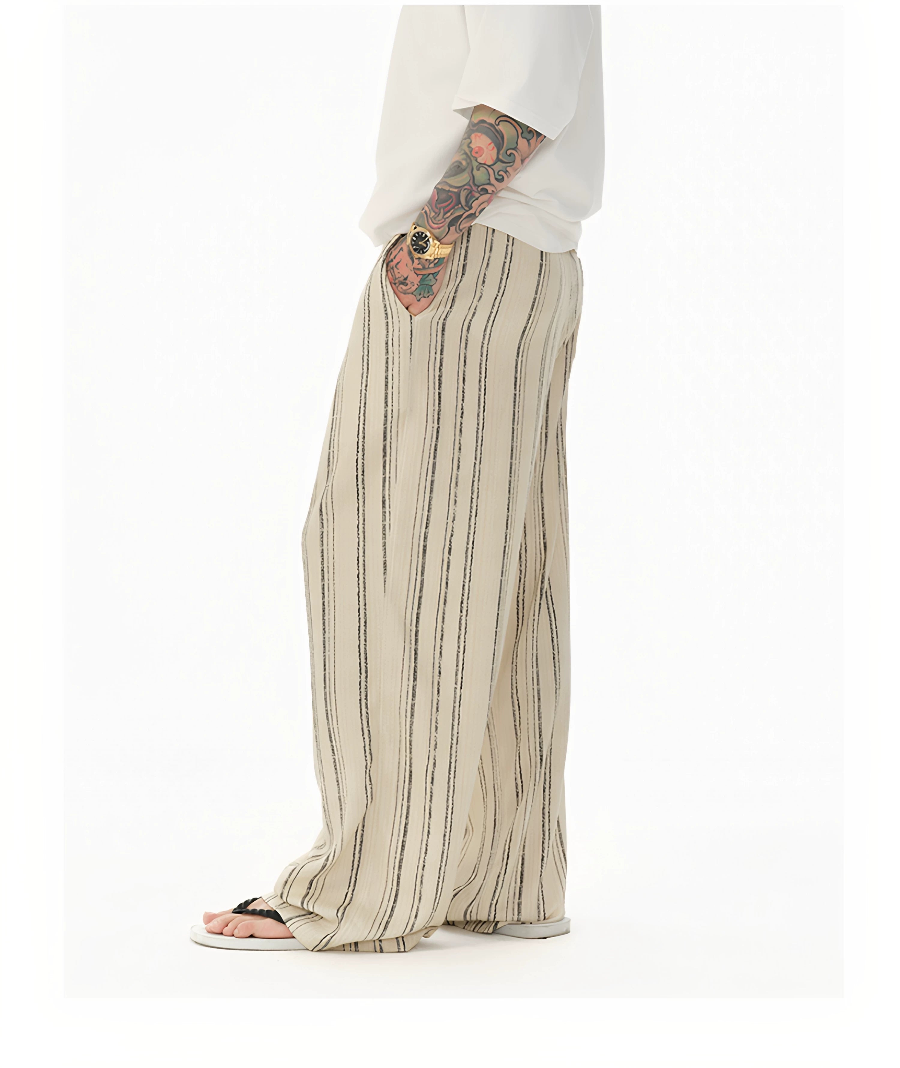 Distressed Vintage Striped Vest Pants Set