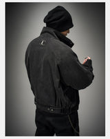 Loose Stand Collar Washed Canvas Coat