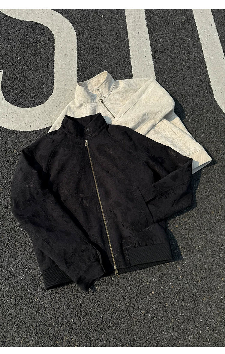 Men's Linen Floral Jacquard Harrington Jacket