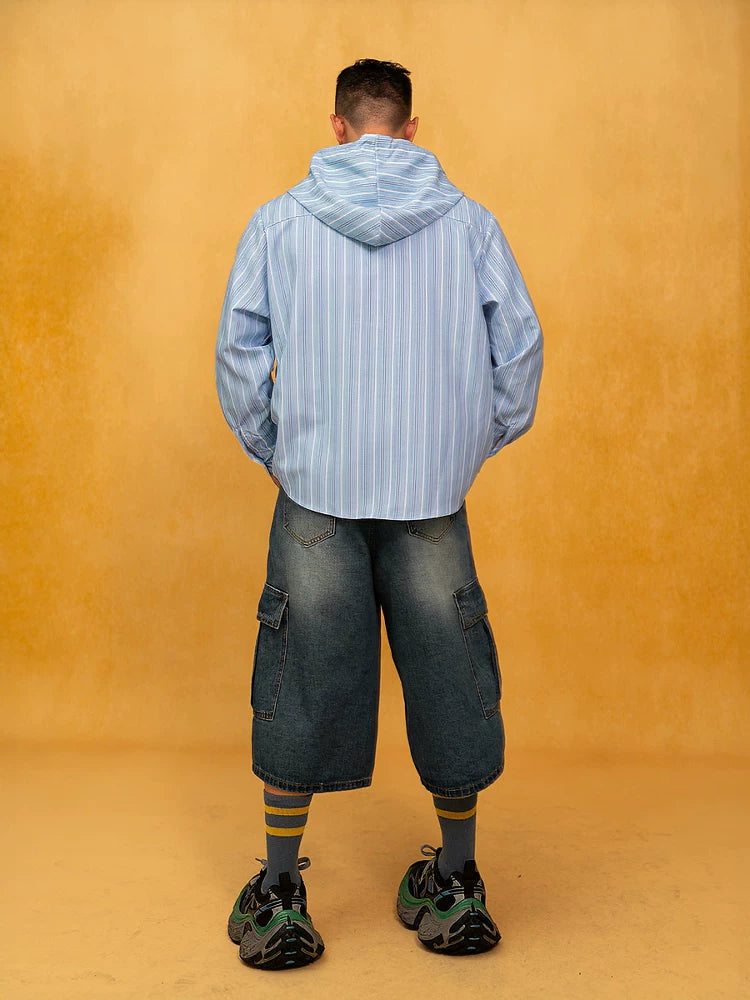 Men's Loose Striped Tie Print Hoodie