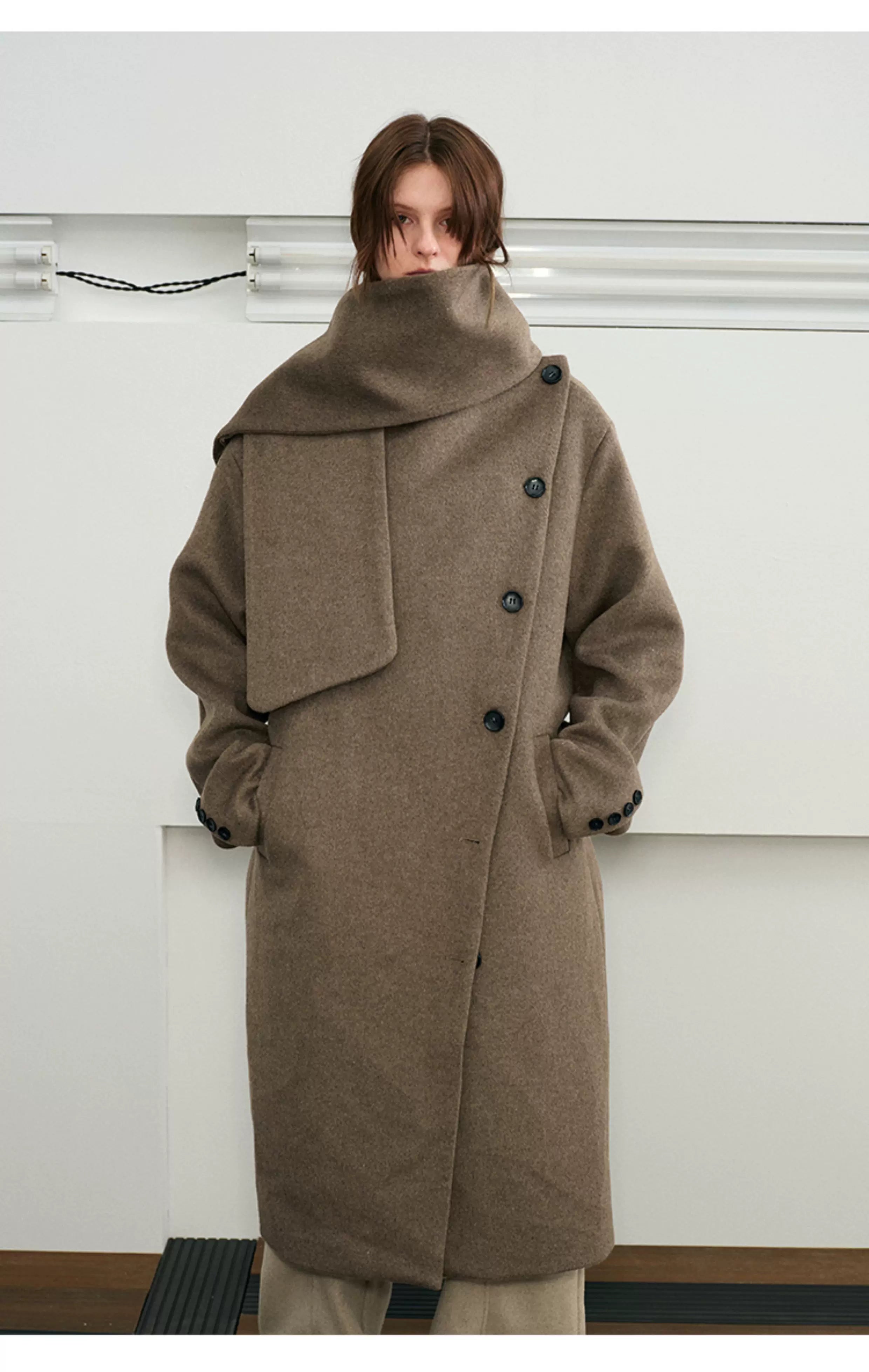 Men's Long Wool Shawl Coat