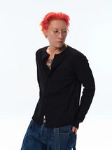 Men's Black & White Long-Sleeve Cooling Cardigan