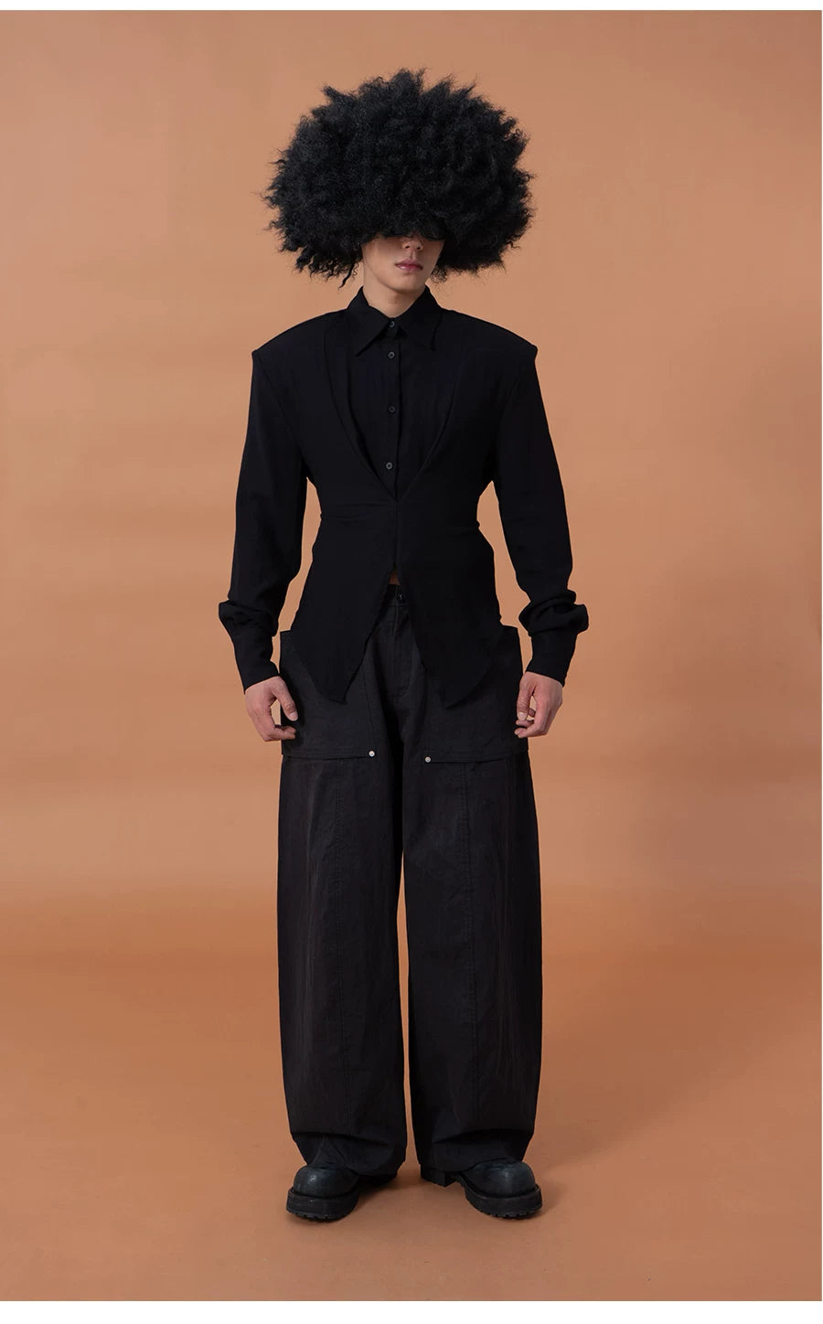 Men's Long-Sleeve Deep-V Cinched Linen Shirts