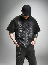 Loose Washed Distressed Black Graphic Tee