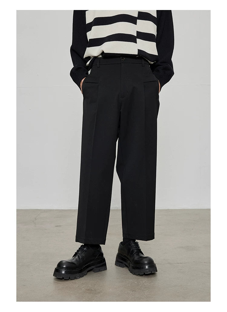 Casual Cropped Elastic Waist Pants