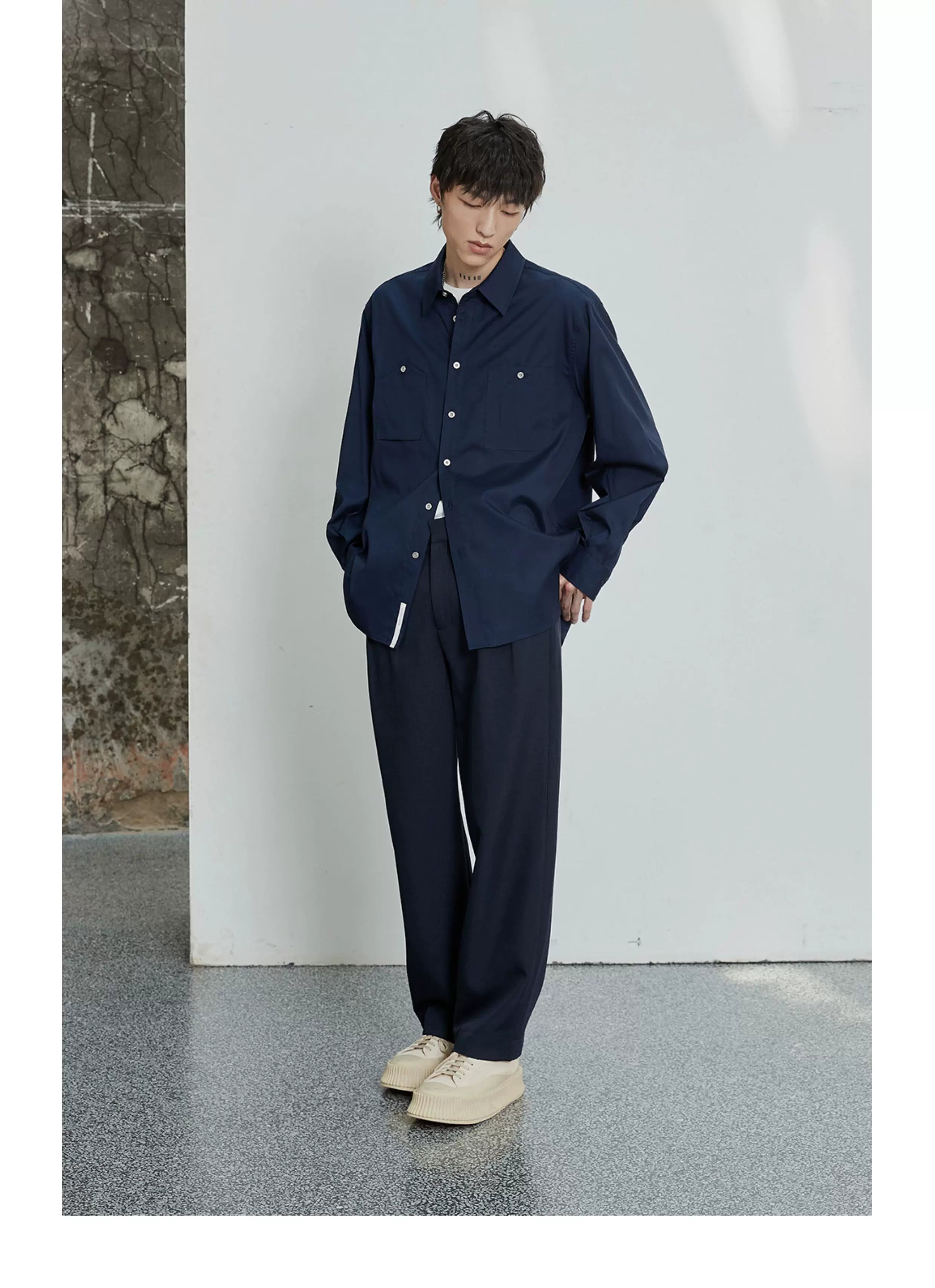 80s Cotton Oxford Asymmetric Pocket Shirt