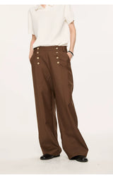 Lyocell Double-breasted Loose Straight Casual Pants