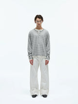 Striped Henley Cotton Cashmere Sweater