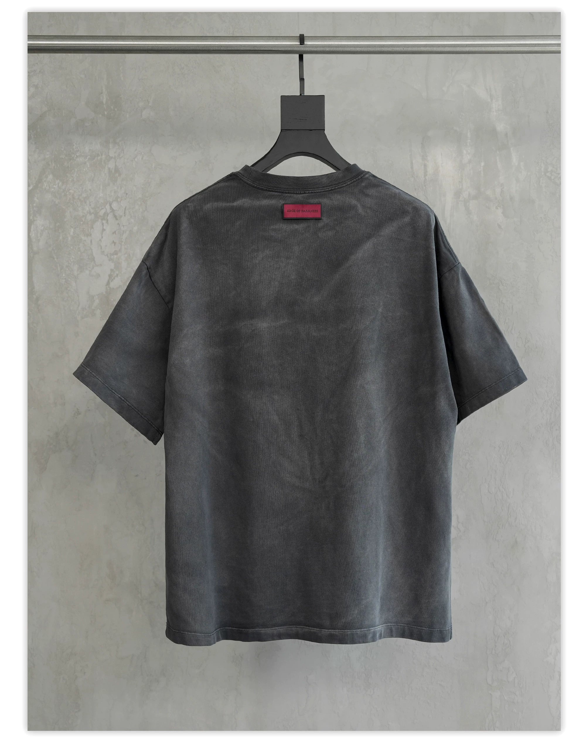 Loose Washed Dark Gray Printed Tee