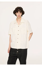 Wooden Button Short Sleeve Knitted Shirt