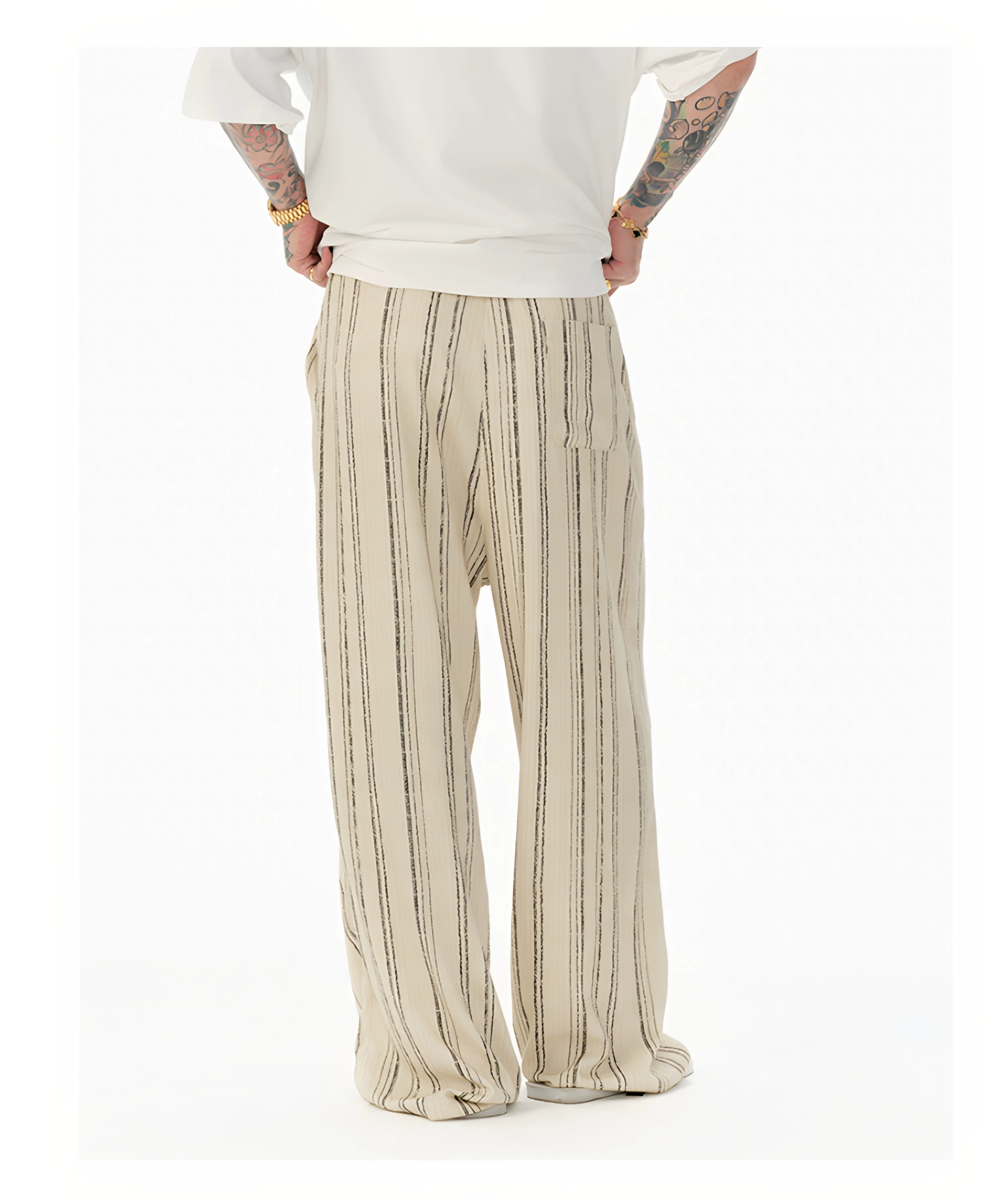 Distressed Vintage Striped Vest Pants Set