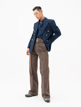 Men's Slim Striped Navy Blazer