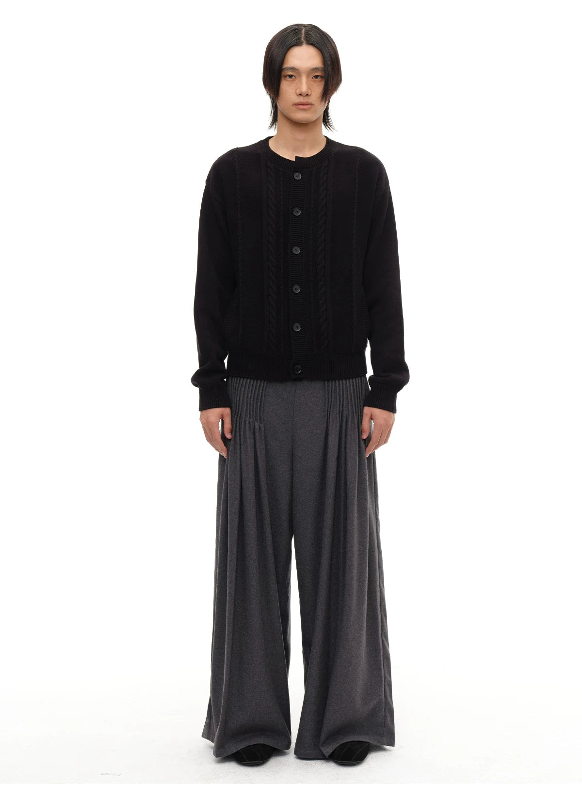 100% Cotton Crew Neck Cable Cardigan