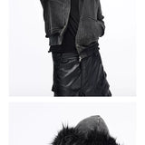 Men's Vintage Detachable Fur Hooded Jacket