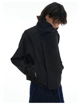 Jacquard Wide Lapel Asymmetric Zipper Jacket