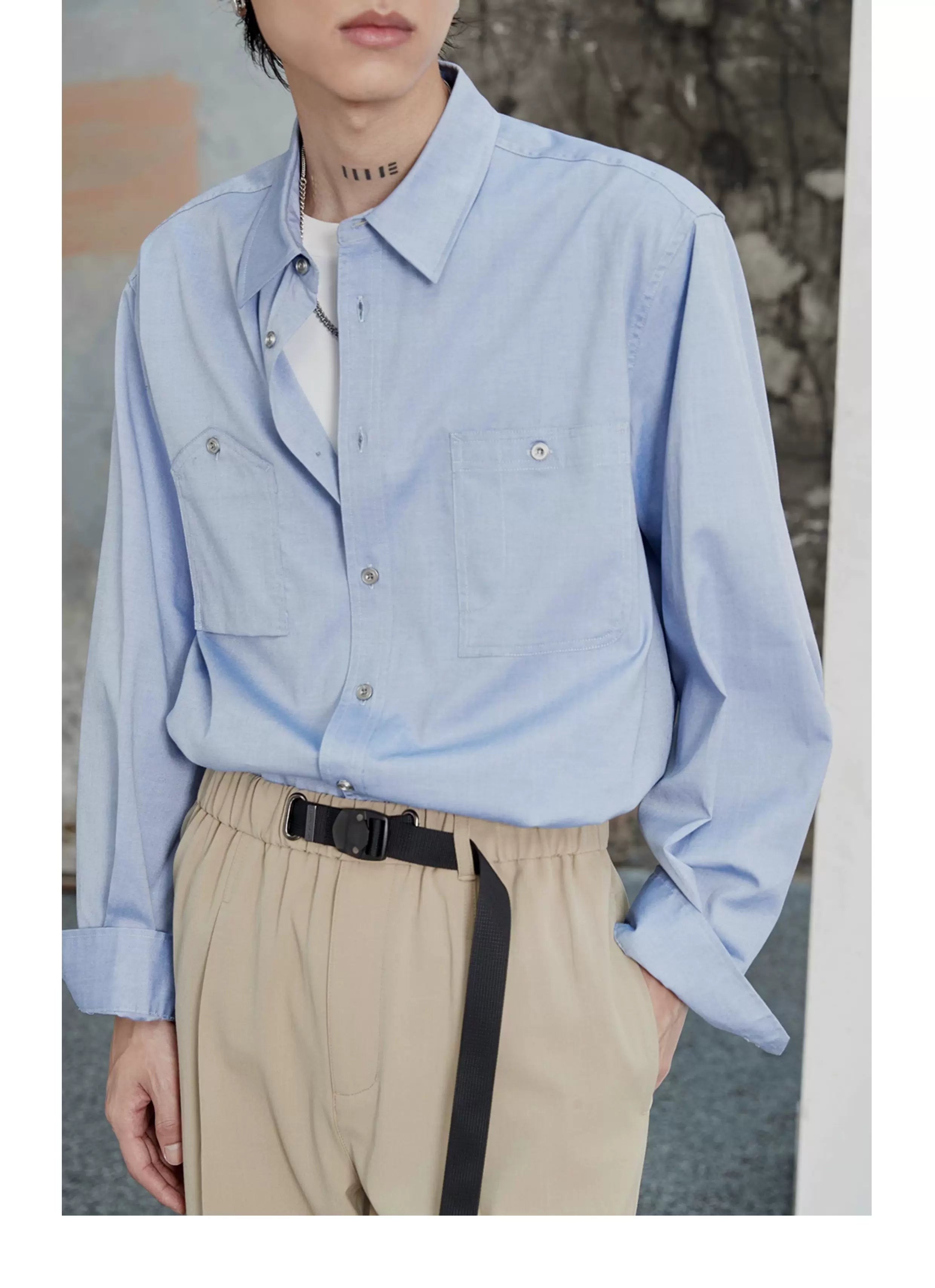 80s Cotton Oxford Asymmetric Pocket Shirt