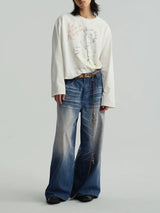 Icy Blue Vintage Coated Baggy Jeans