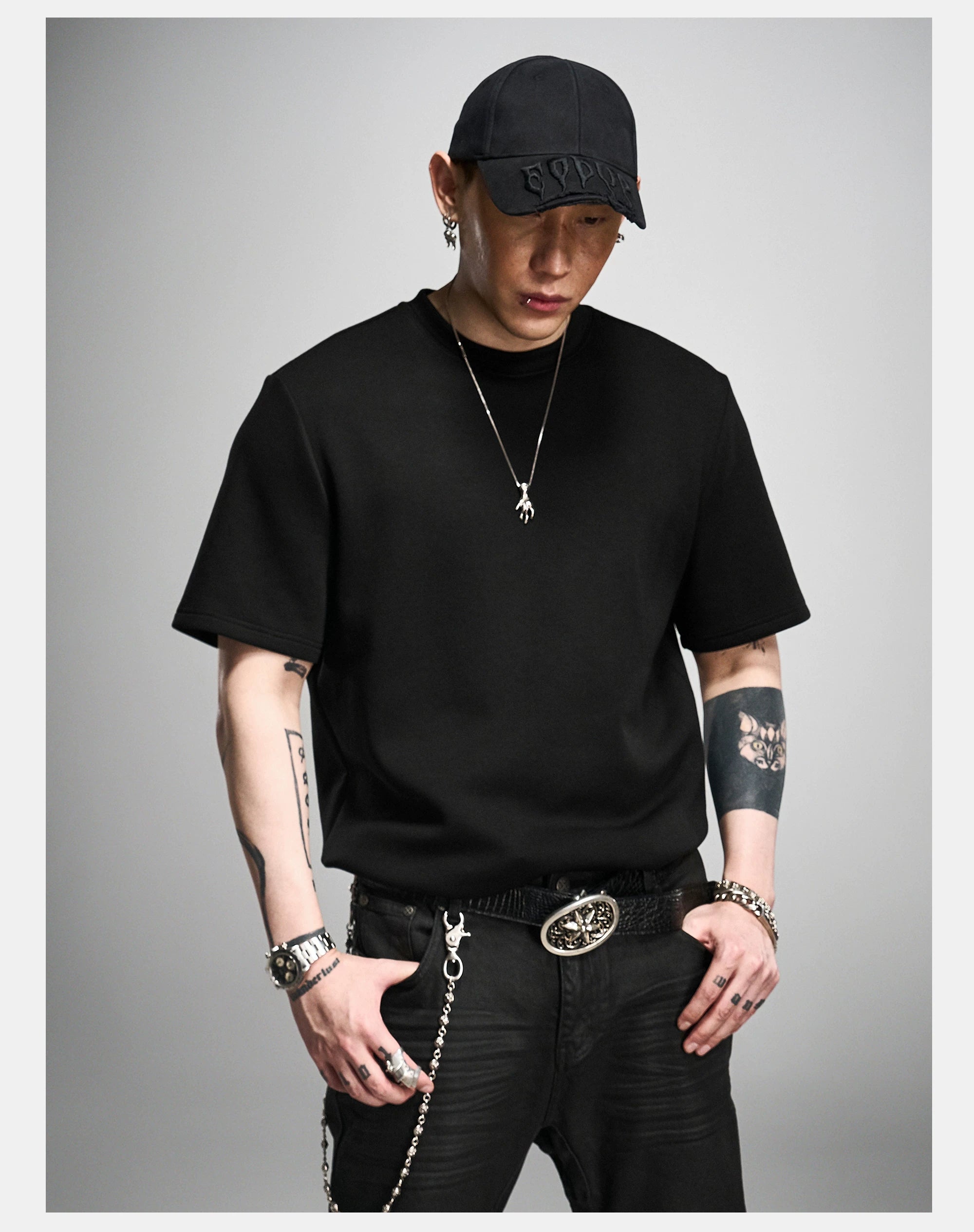 Black Boxy Short Sleeve Modal Tee