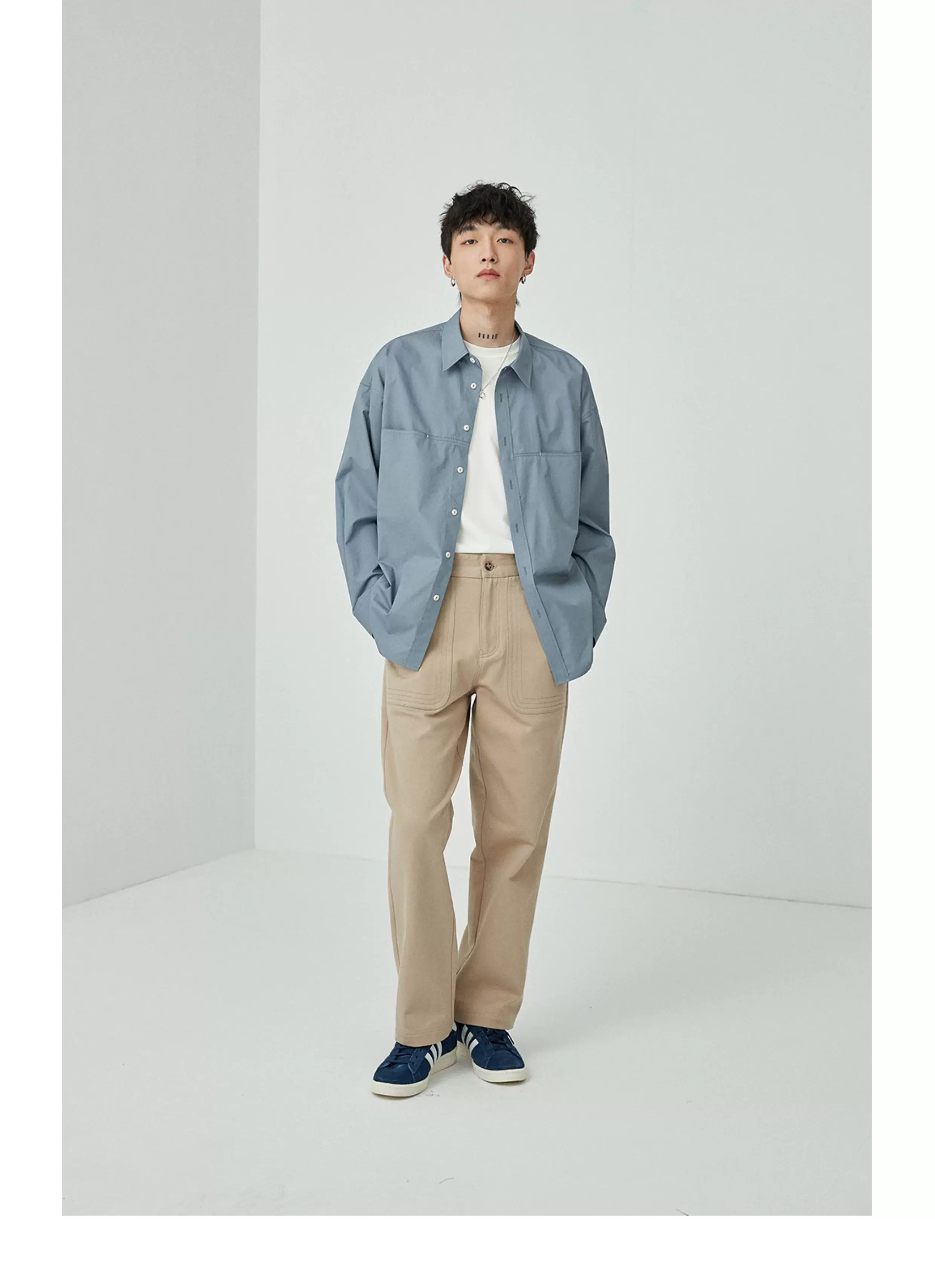 Split Pocket Basic Cotton Shirt