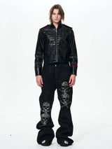 Men's Winter Stand Collar PU Jacket