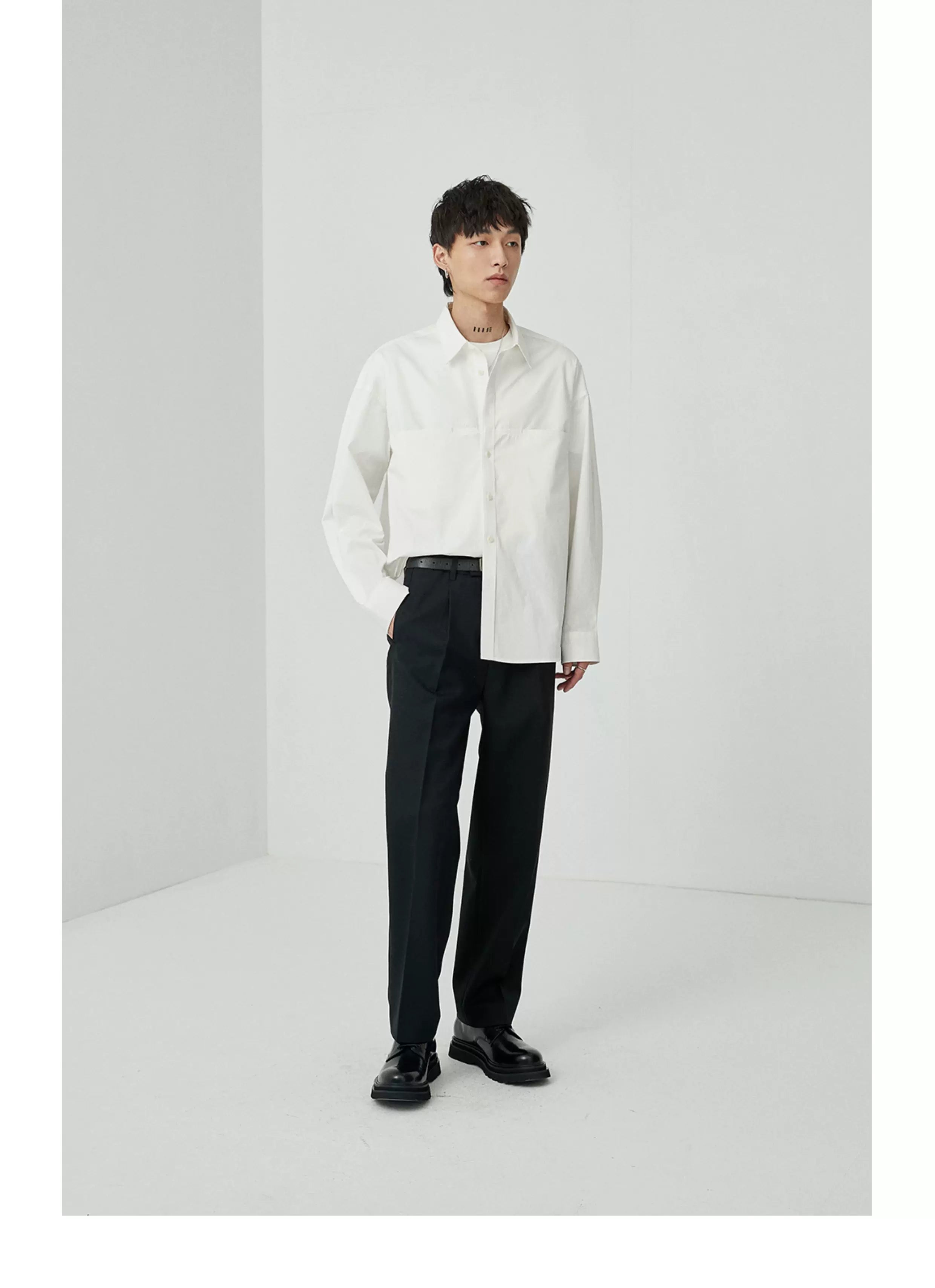 Split Pocket Basic Cotton Shirt