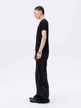 Pleated Wide Leg Raw Denim Jeans