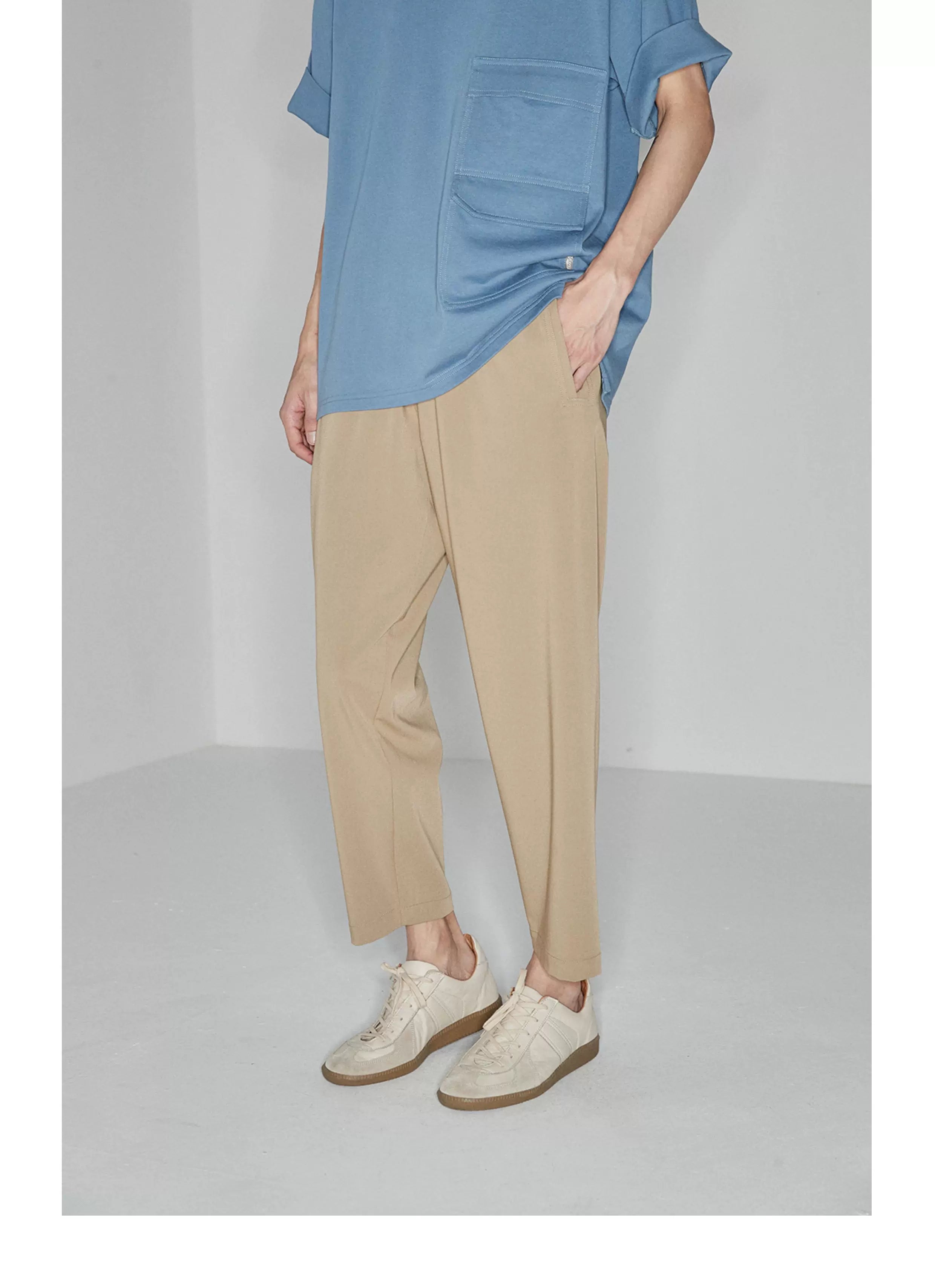 Drapey Stretchy Elastic Waist Cropped Pants