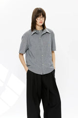 Men's Double-layered Short-sleeved Plaid Linen Shirt