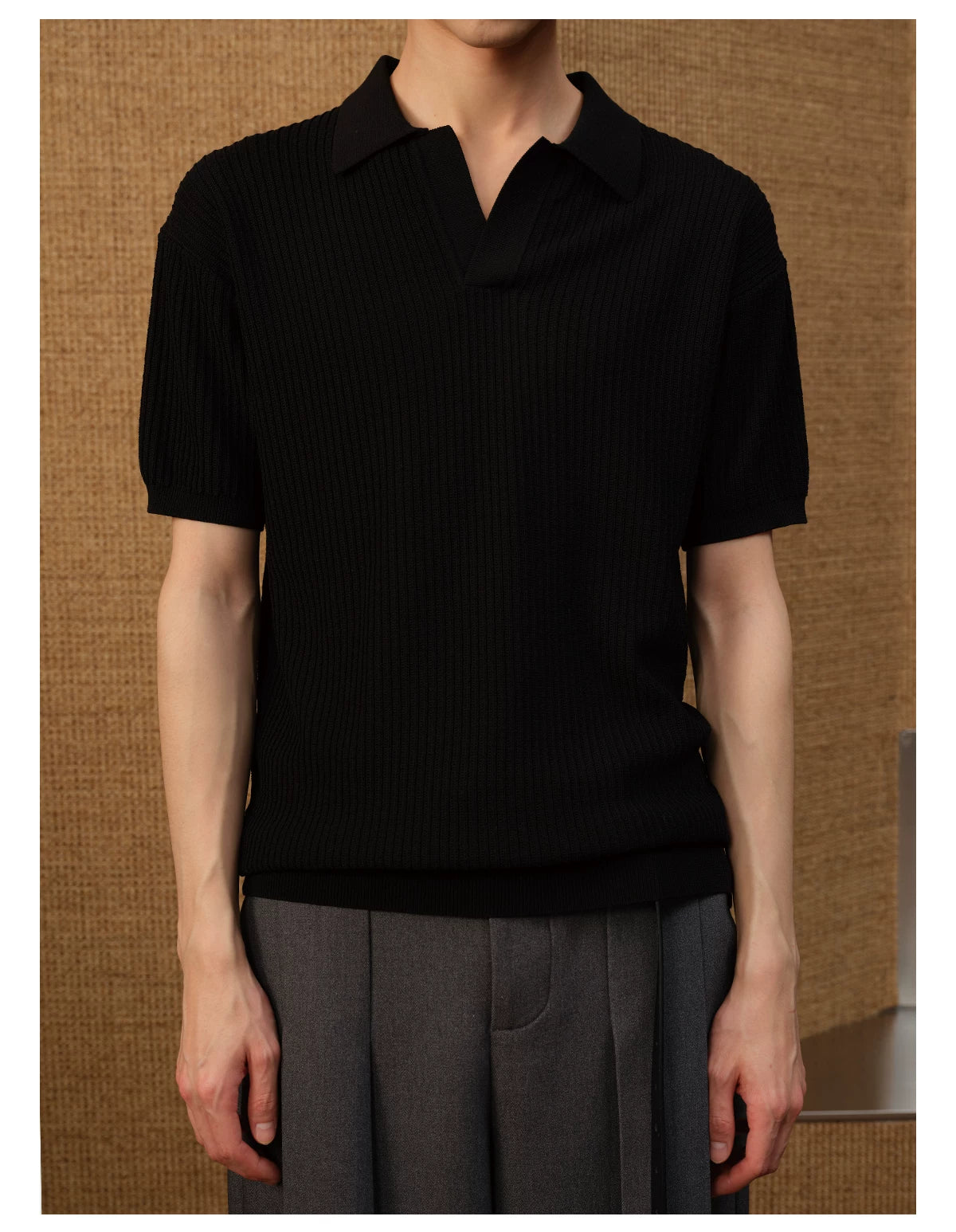 Polo Collar Ice Silk Knit Tees