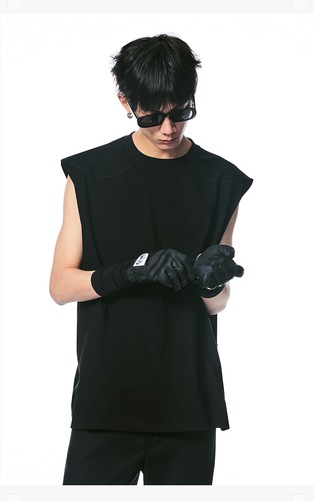 Black Deconstructed Padded Tank Top