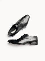 Pointed Toe Pleated Leather Derby Shoes