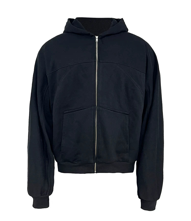 Deconstructed Boxy Fit Zip Hoodie