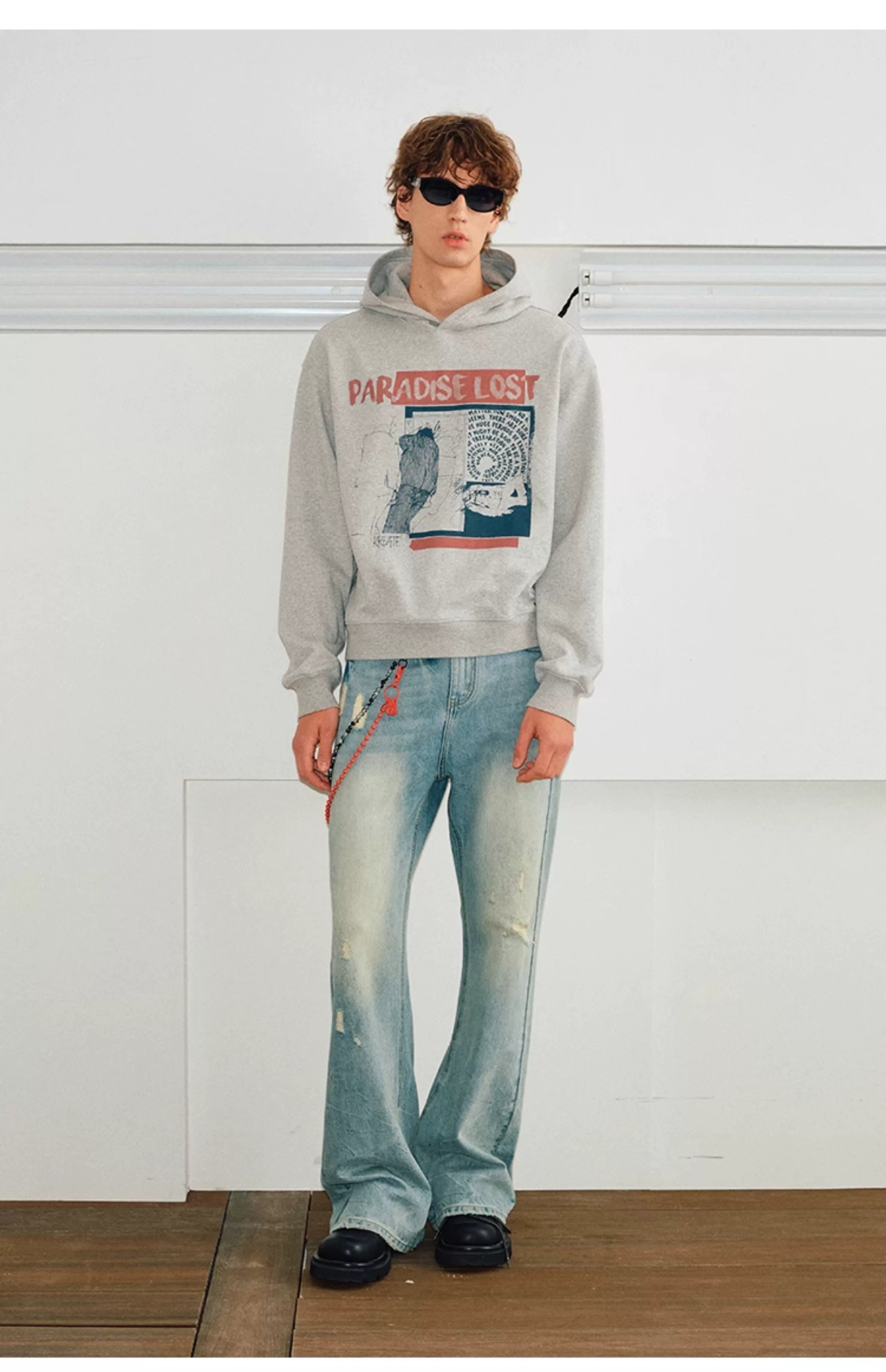 Unisex Boxy Color Block Print Hoodies